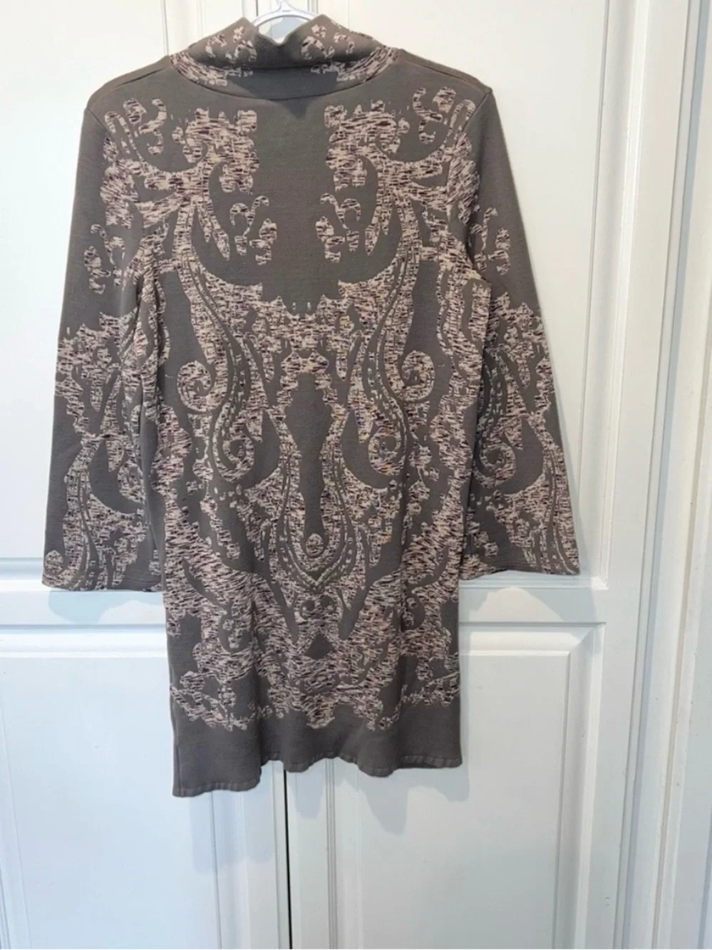 Free People Sweater Dress S Cowl Neck Boho Pocket Knit Tunic Gray Mauve